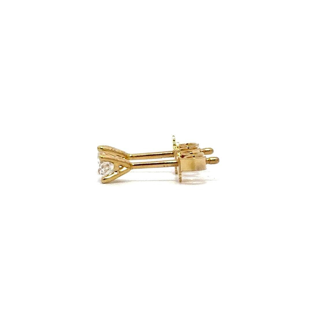 Solitaire Earrings (4-Prong) - 14k Gold