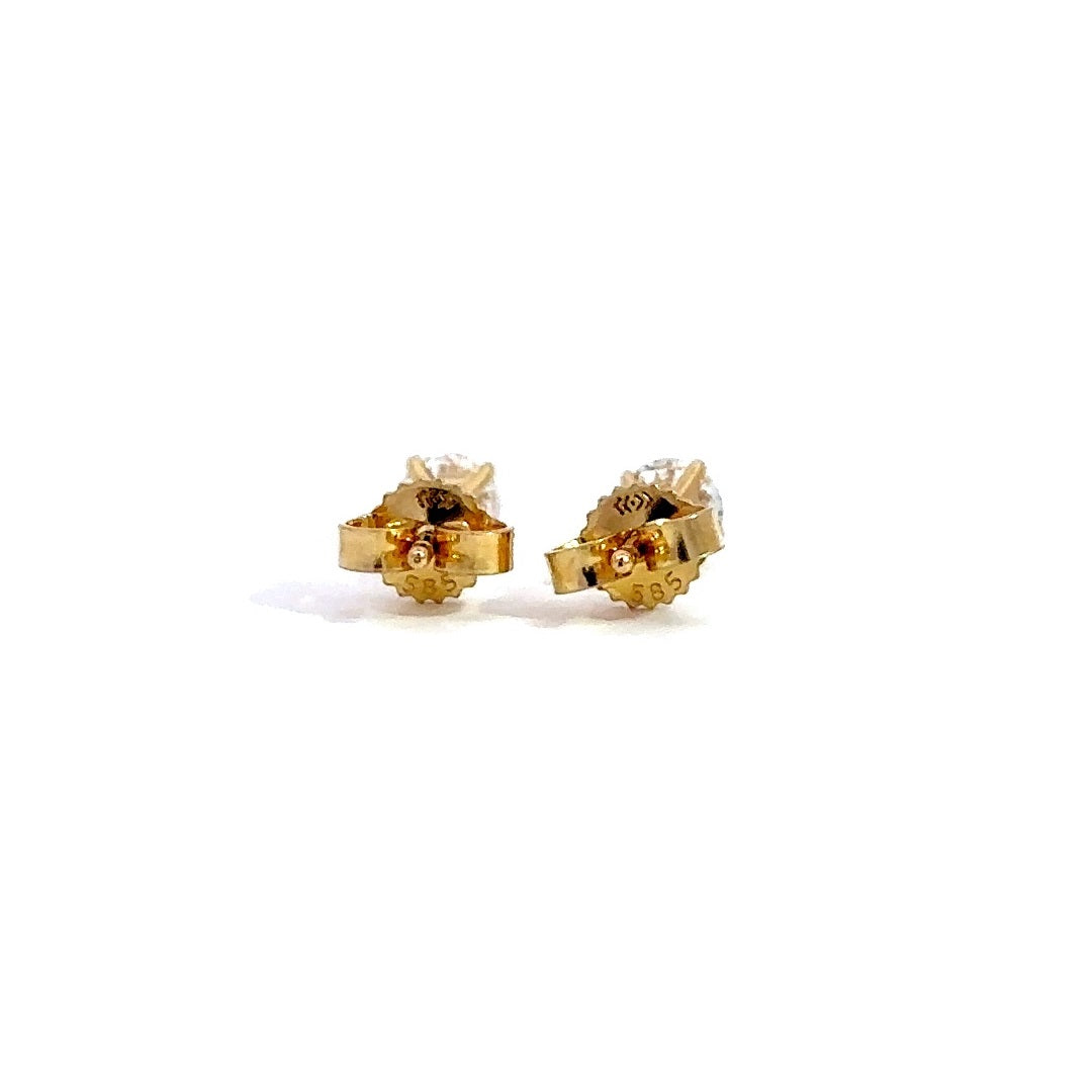 Solitaire Earrings (4-Prong) - 14k Gold