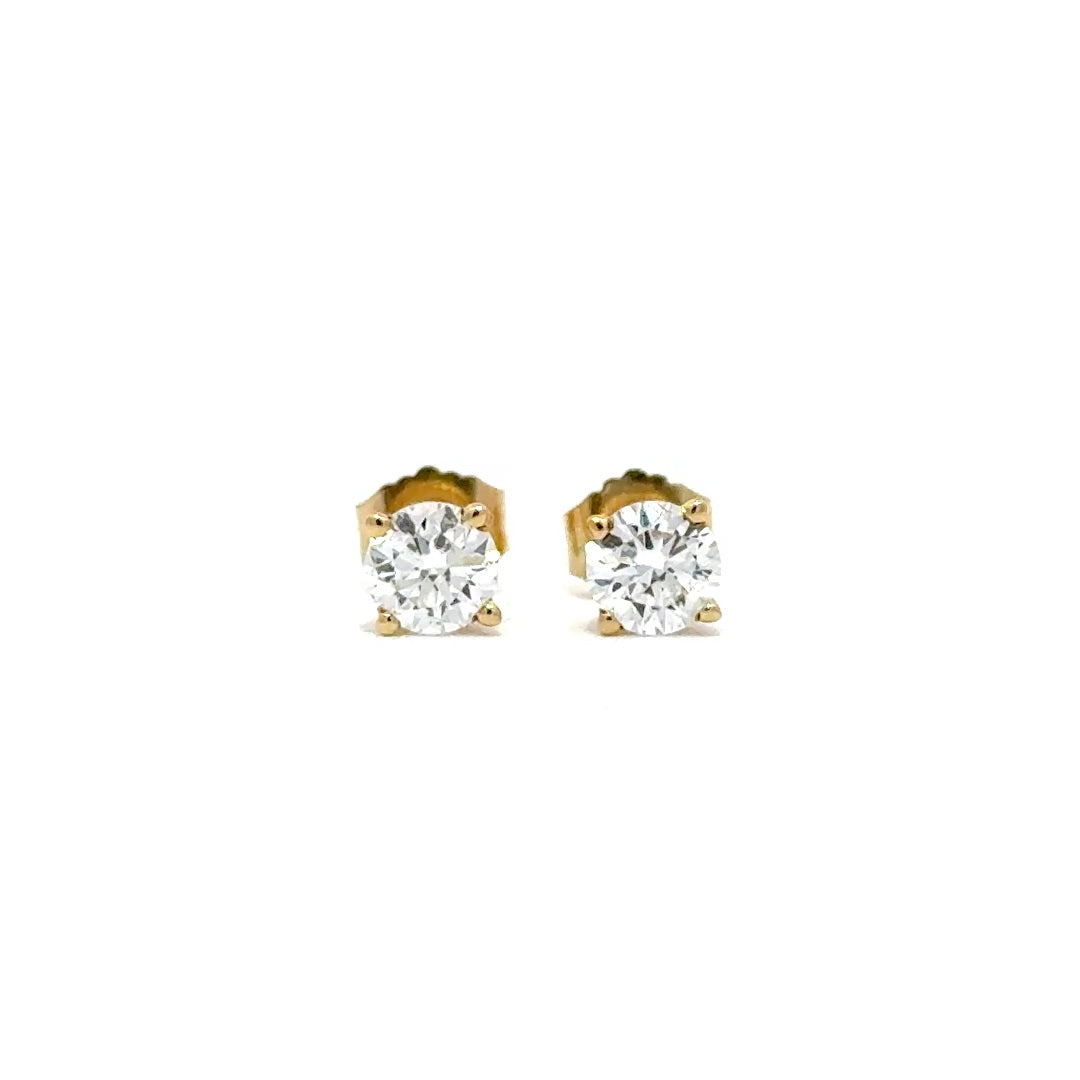 Solitaire Earrings (4-Prong) - 14k Gold