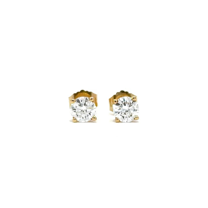 Solitaire Earrings (4-Prong) - 14k Gold
