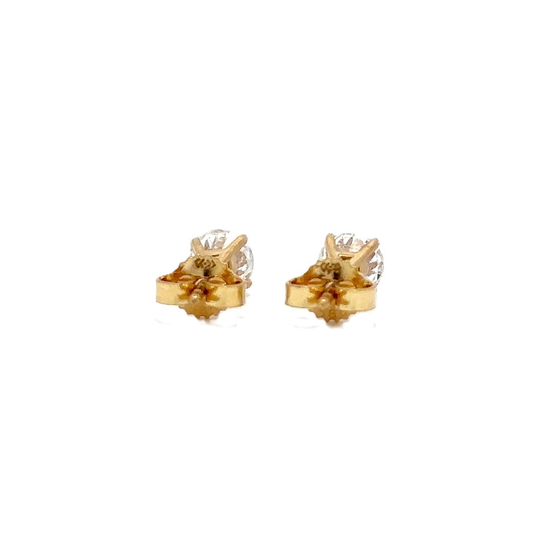 Solitaire Earrings (4-Prong) - 14k Gold