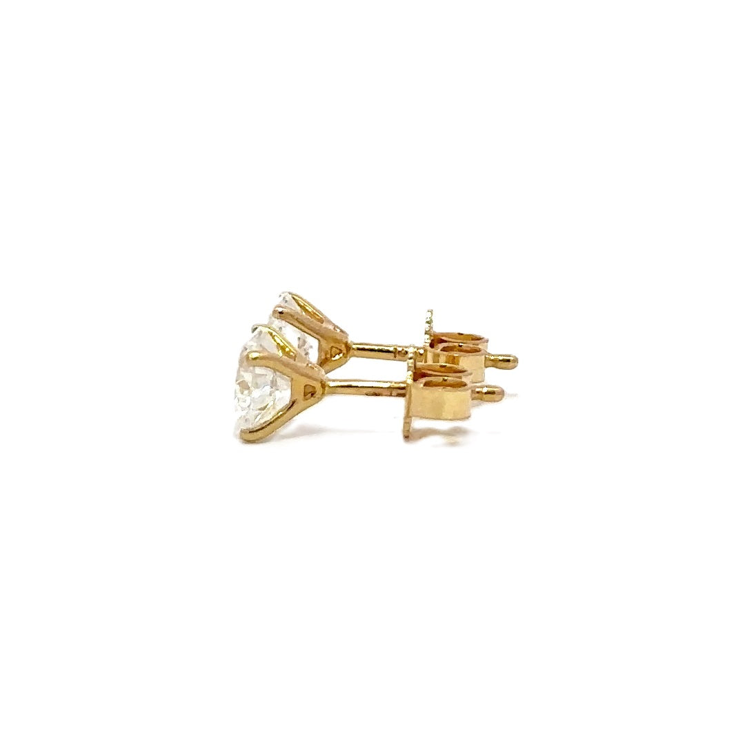 Solitaire Earrings (4-Prong) - 14k Gold