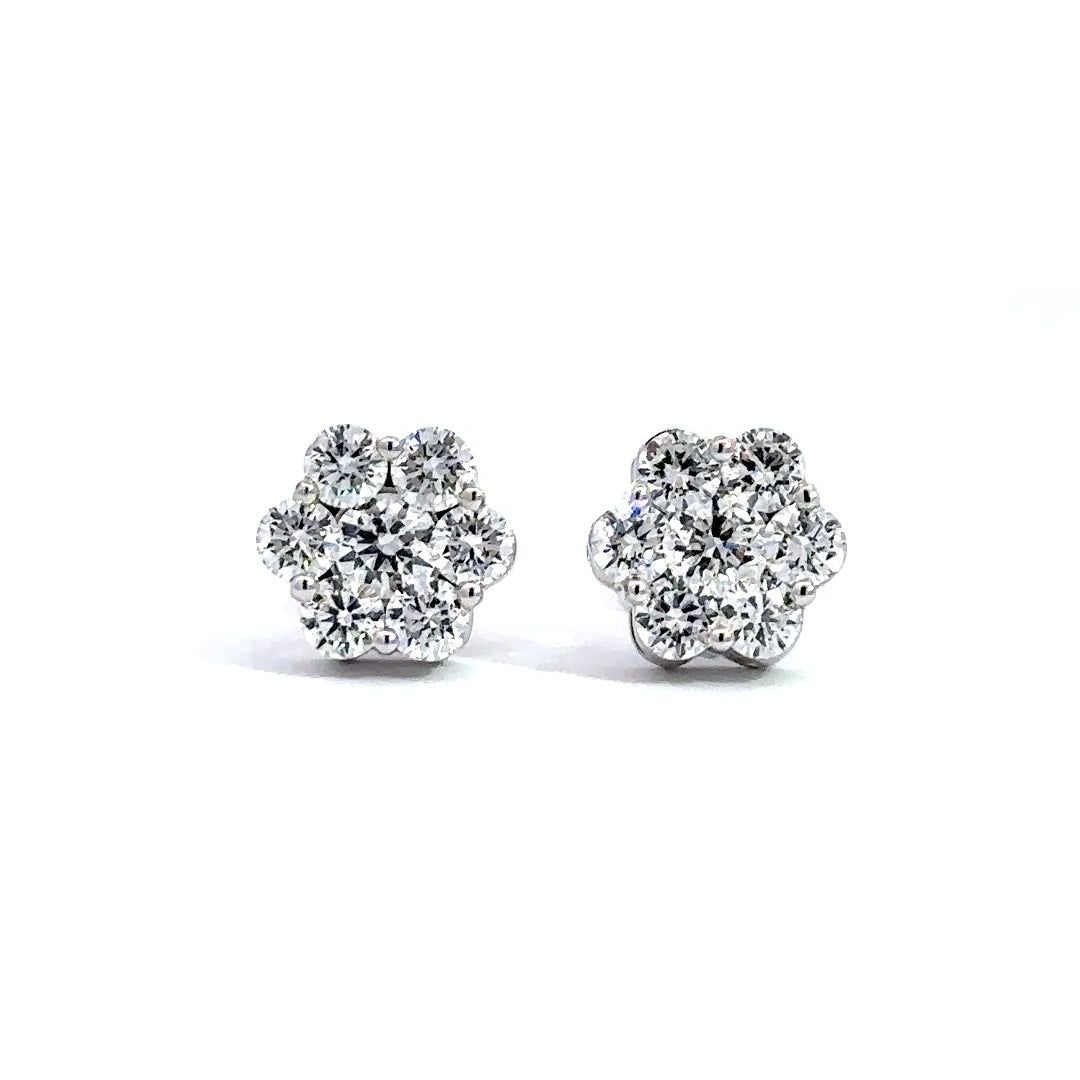 Flower Stud Earrings - 14k Gold