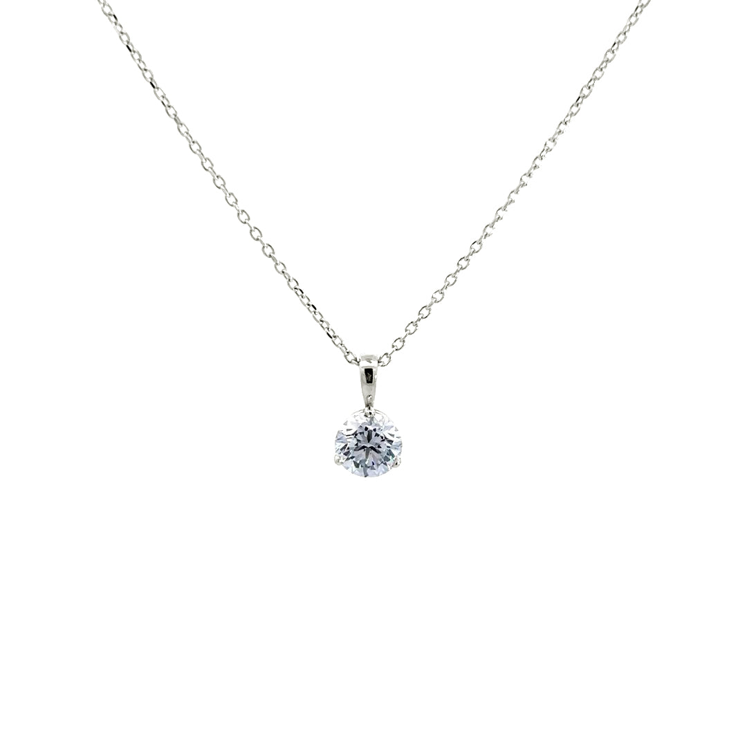Solitaire Necklace - 14k White Gold 0.85ct #11173