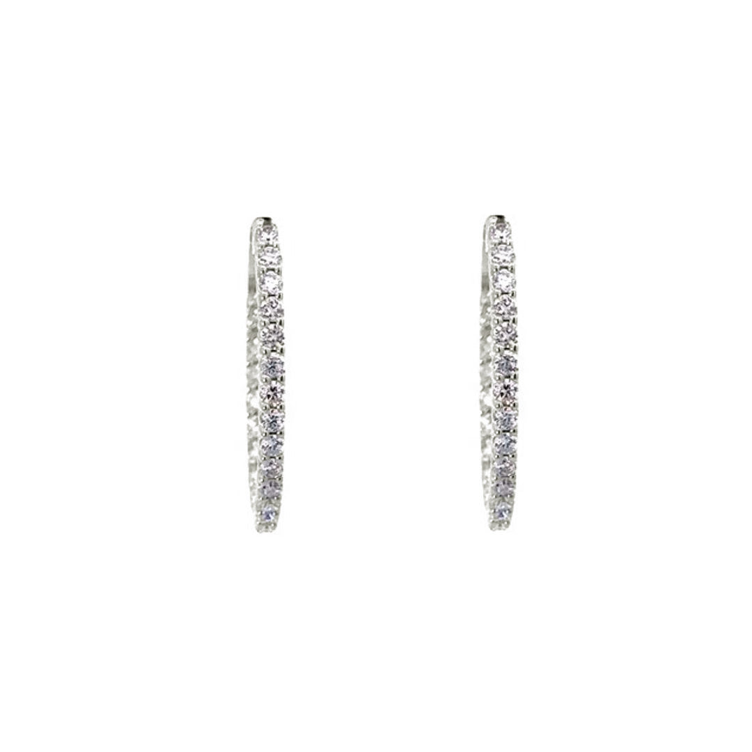 Hoop Earrings (Oval) - 10k White Gold 1.00ct #11219