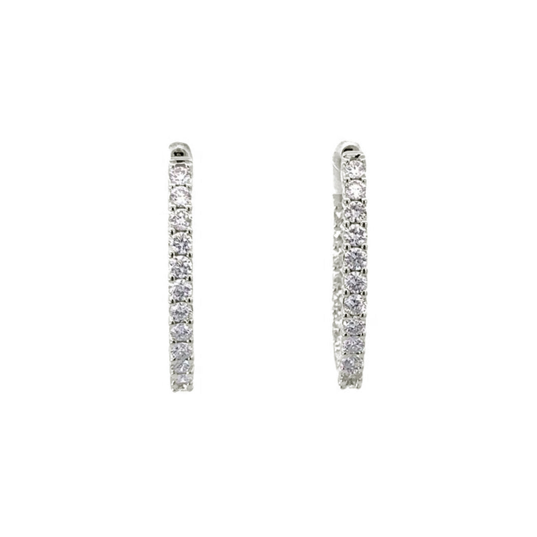 Hoop Earrings (Oval) - 10k White Gold 1.50ct #11220