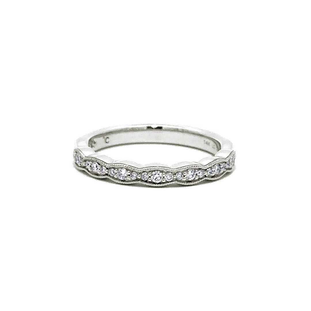 Scalloped Ring - 14k White Gold 0.17ctw #11246