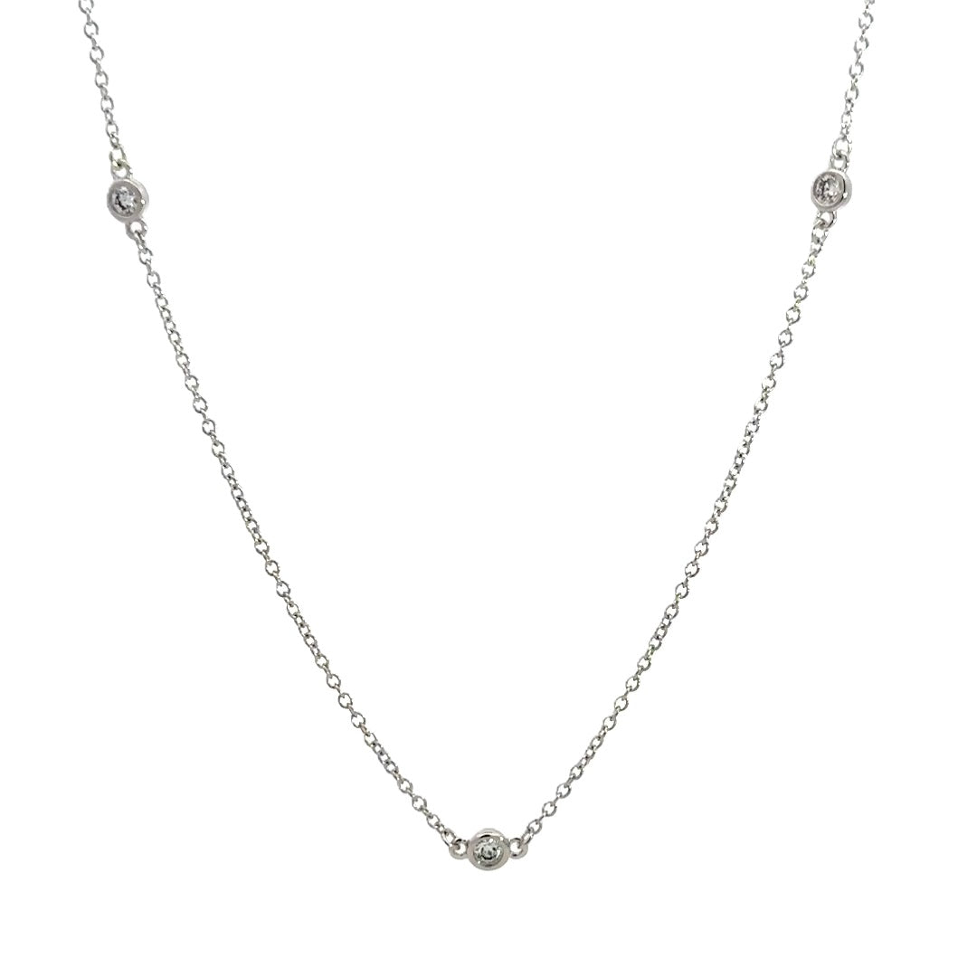Station Necklace (Bezel-set) - 14k White Gold 0.33ctw #11340