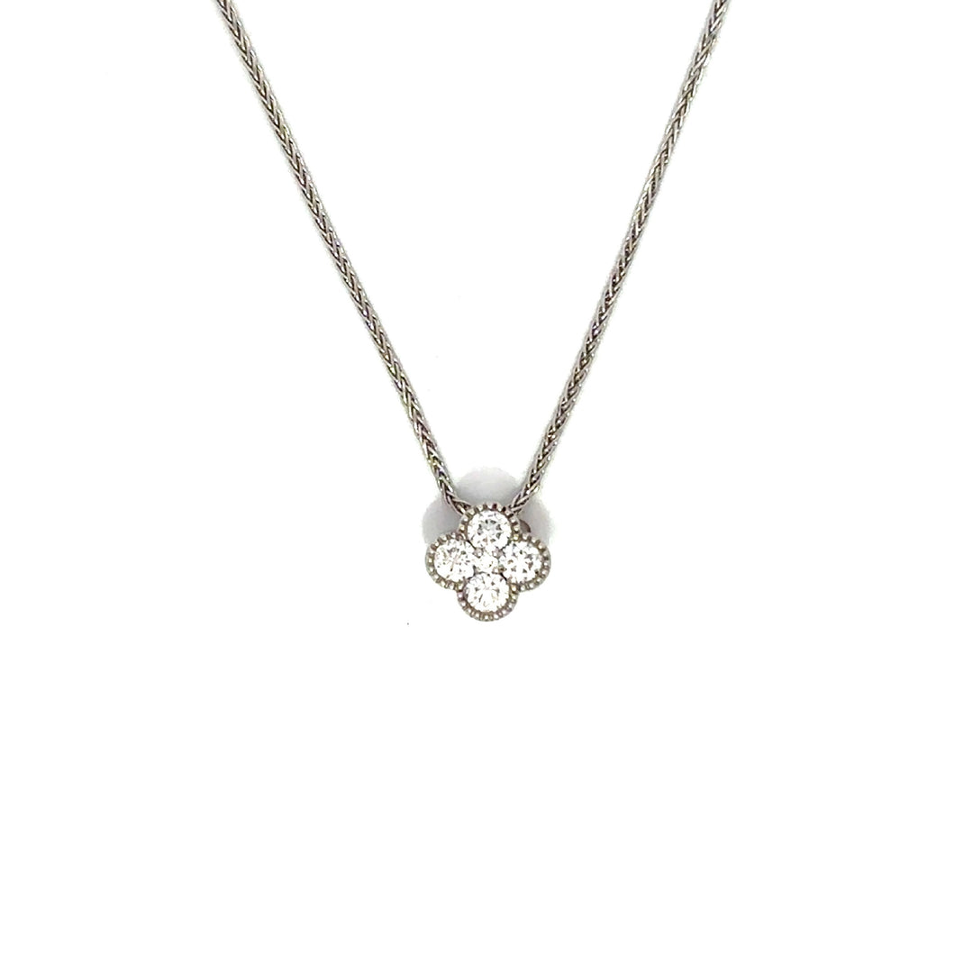 Clover Necklace - 14k White Gold 0.25ctw #11362
