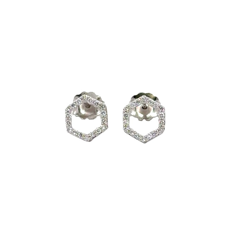 Hexagon Earrings - 14k White Gold 0.20ctw #12000