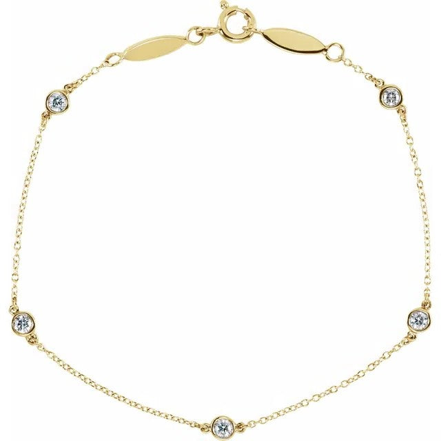 Bezel-Set Station Bracelet - 14k Yellow Gold 0.33ctw #11375