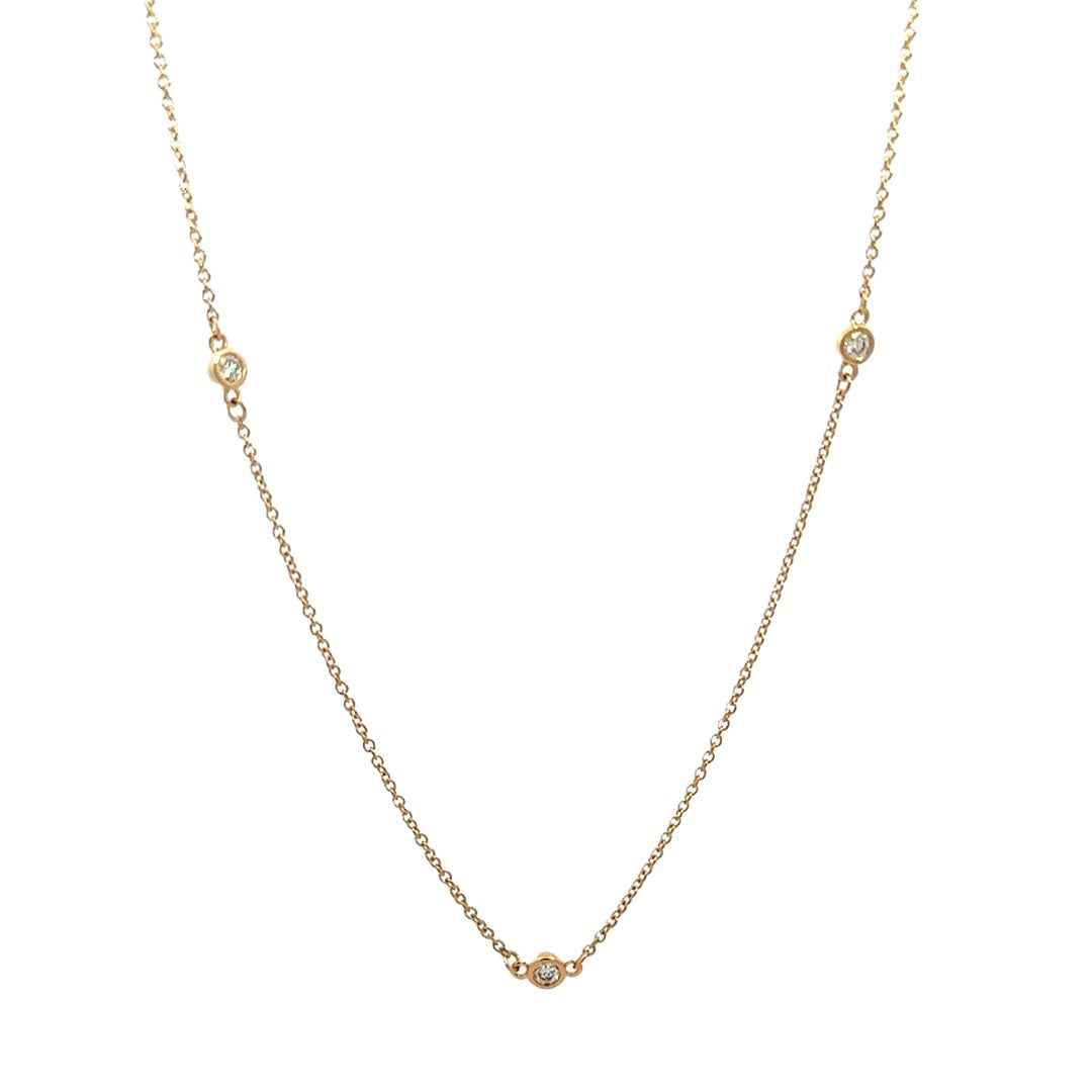 Station Necklace (Bezel-set) - 14k Yellow Gold 0.33ctw #11376