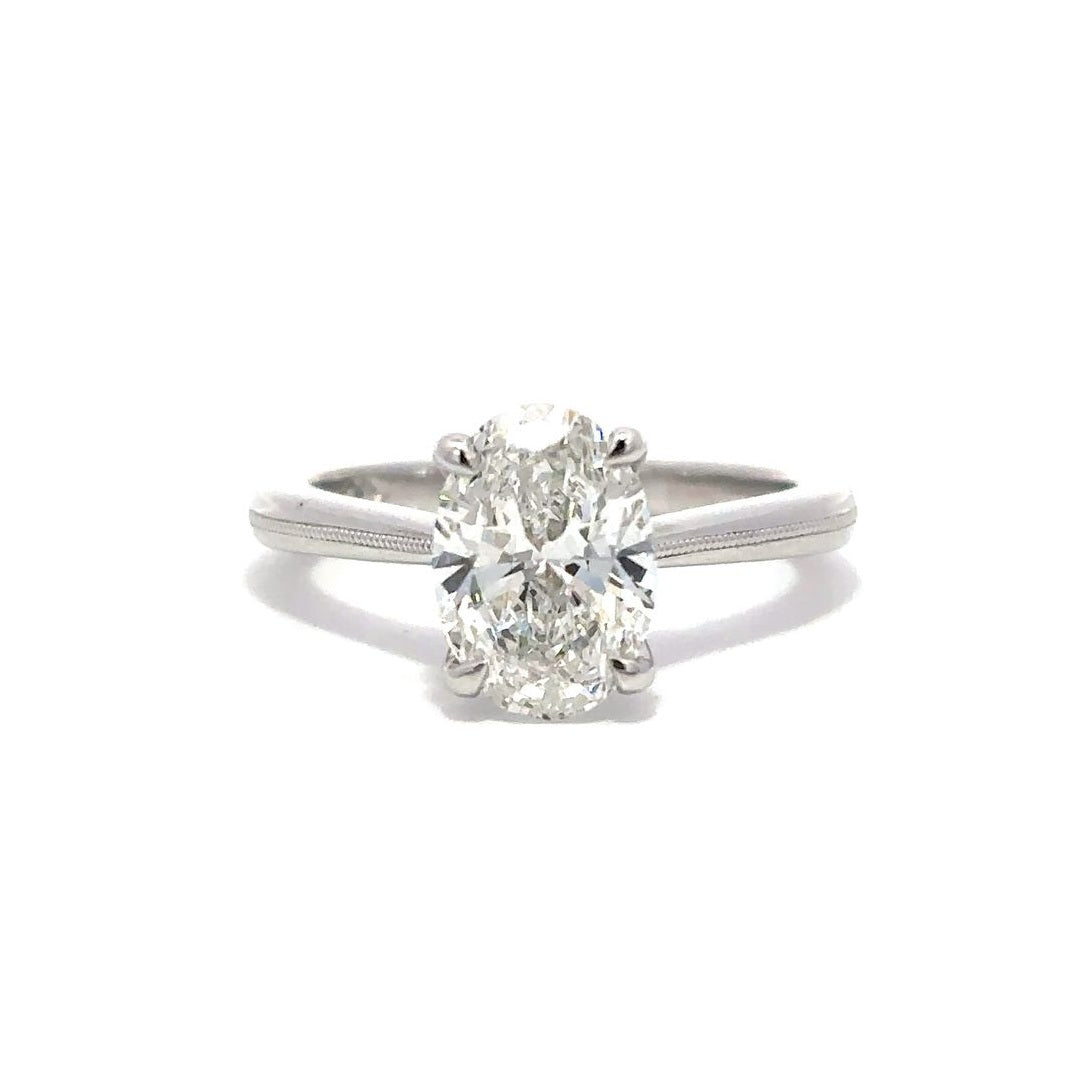 Milgrain Ring (Oval) - 14k White Gold 2.04ct #12781