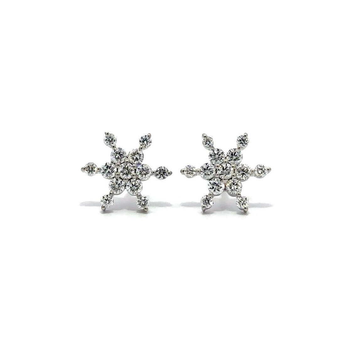 Snowflake Earrings - 14k White Gold 0.50ctw #12001