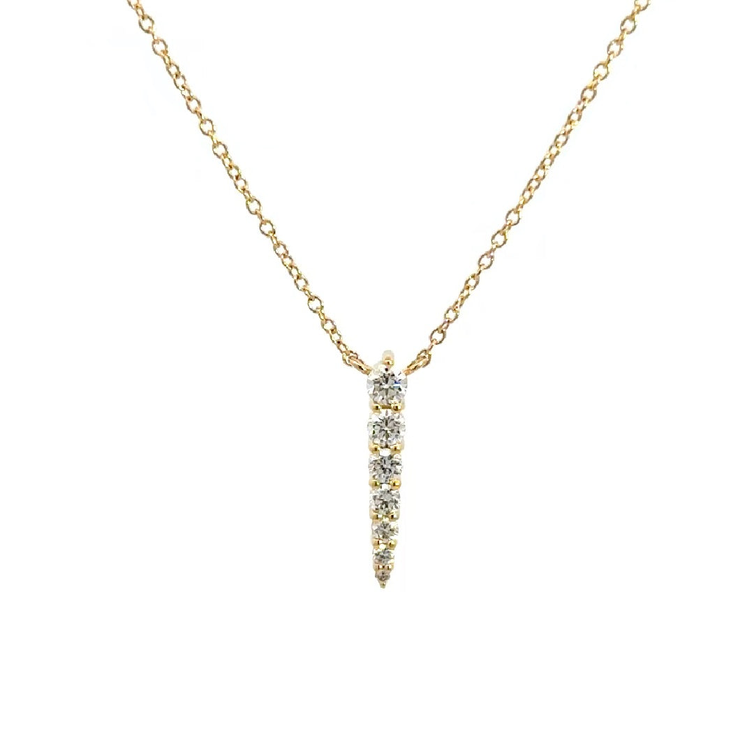 Graduated Diamond Drop Necklace - 14k Yellow Gold 0.17ctw #12003