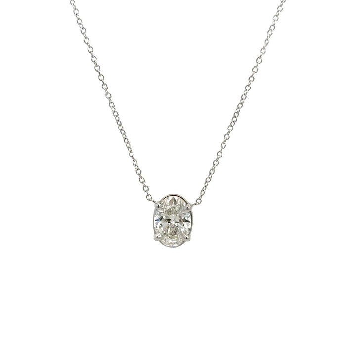 Solitaire Necklace (Oval) - 14k White Gold 1.52ct #12101