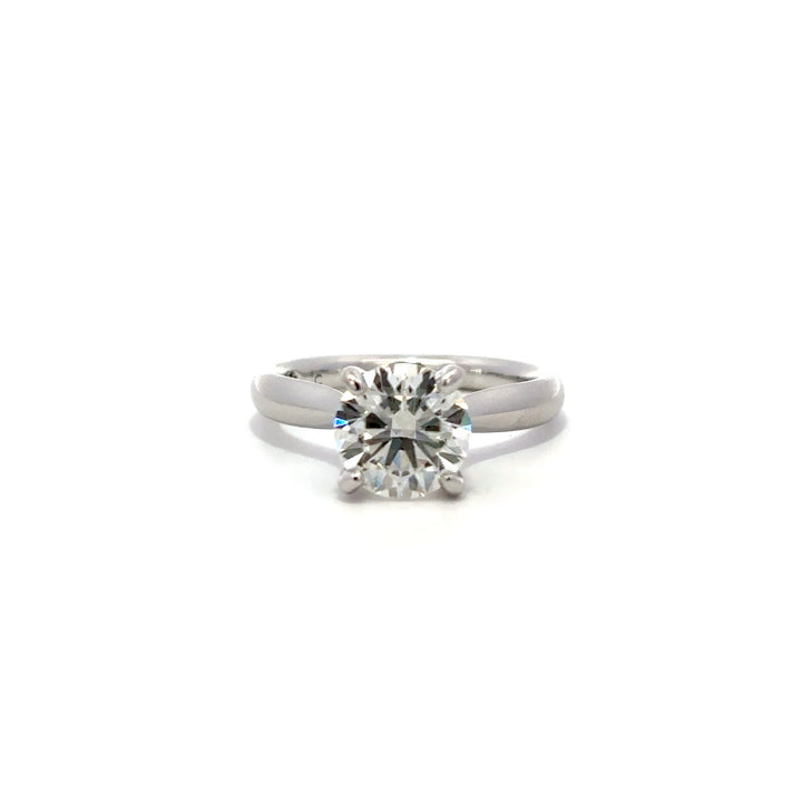 Solitaire Ring (Round) - 14k White Gold with Bridge Diamonds 2.02ct #12116