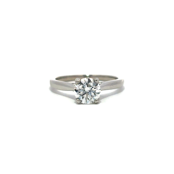 Solitaire Ring (Round) - Platinum with Bridge Diamonds 1.07ct #12120