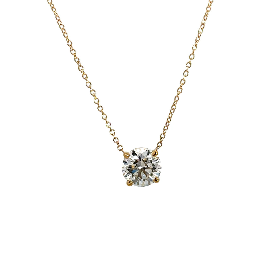 Solitaire Necklace (Round) - 14k Yellow Gold 1.56ct #12245