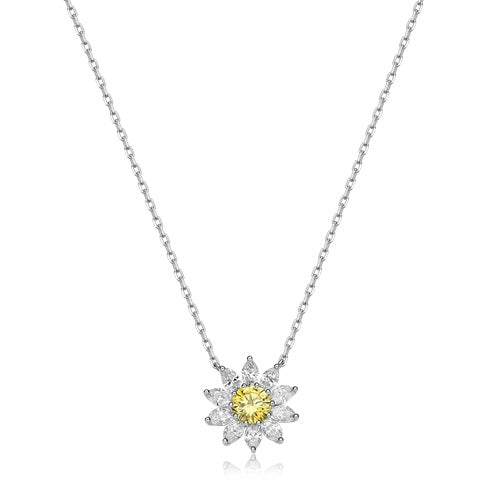 Flourishan "Sunlit Daisies" Necklace - 14k White Gold Vermeil #12291