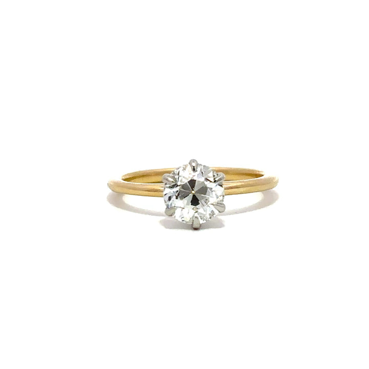 Solitaire Ring (Old European) - 14k Yellow and White Gold 1.10ct #12131