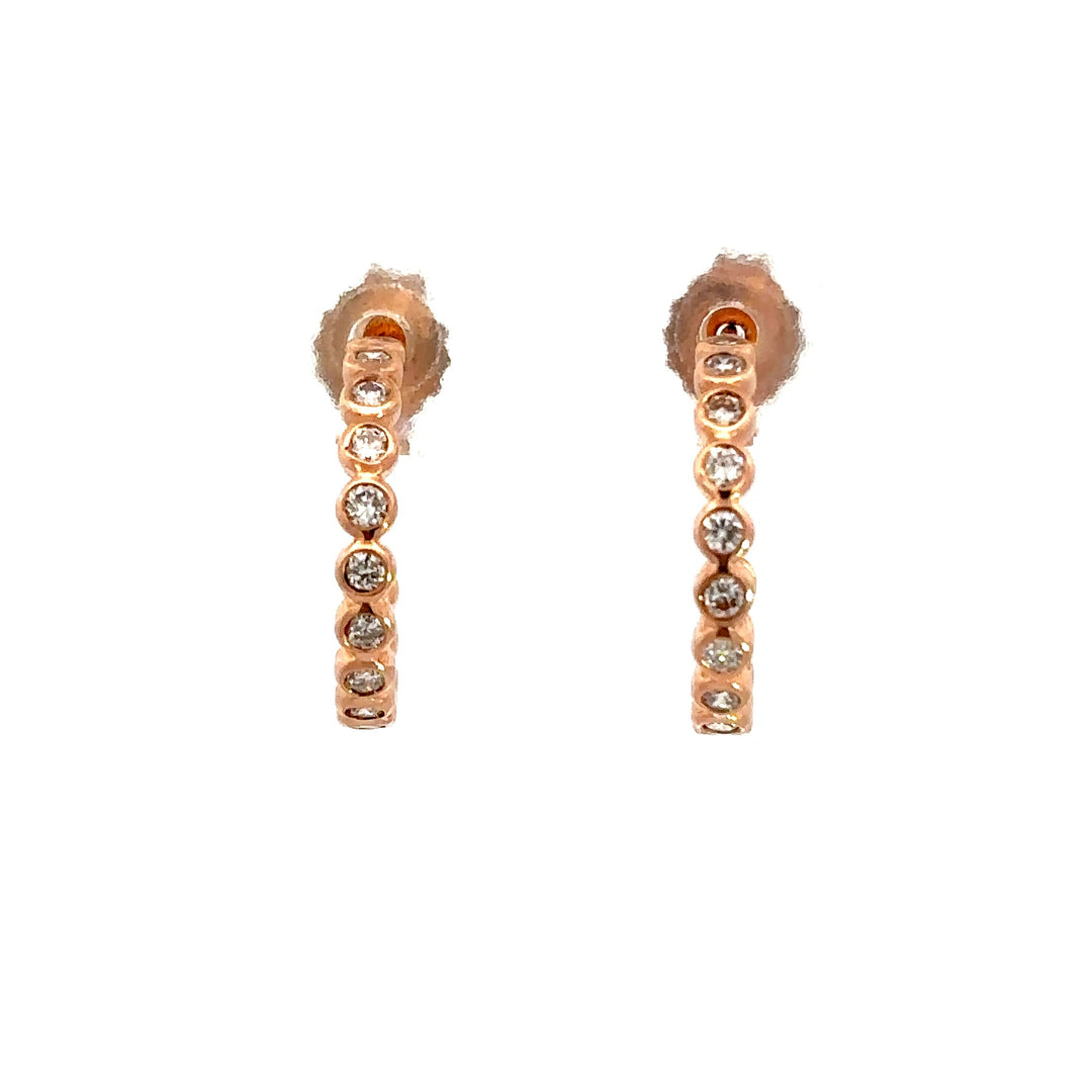 Bezel Hoop Earrings - 14k Rose Gold 0.38ctw #12078