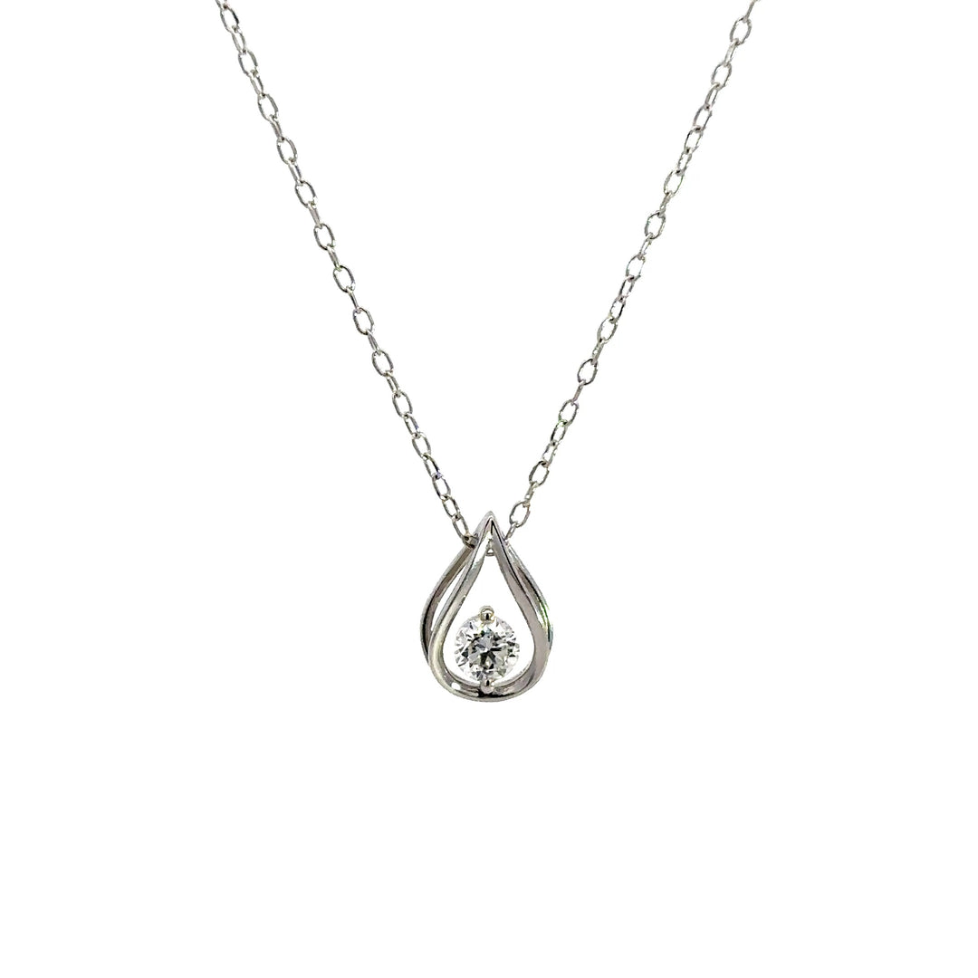 Pear Shape Necklace (Round) - 14k White Gold 0.25ct #12075