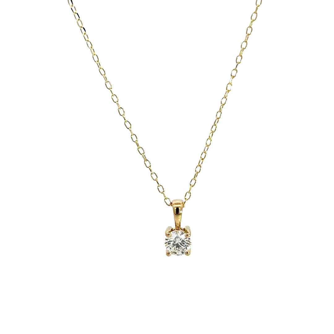 Solitaire Necklace (Round) - 14k Yellow Gold 0.50ct #12077