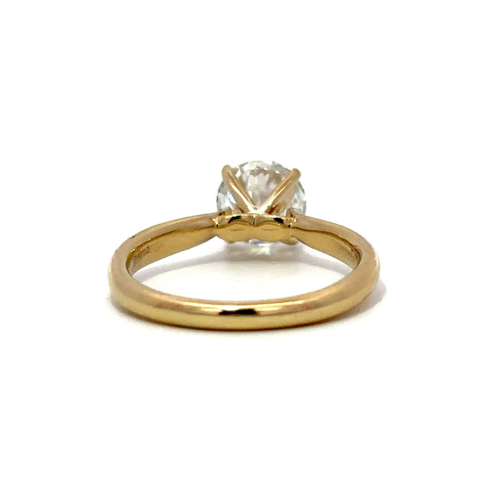 Solitaire Ring (Round) - 14k Yellow Gold with Bridge Diamonds 1.53ct #12152