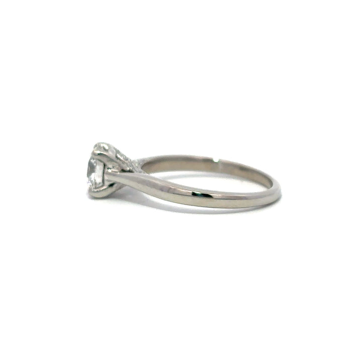 Solitaire Ring (Round) - Platinum with Bridge Diamonds 1.07ct #12120
