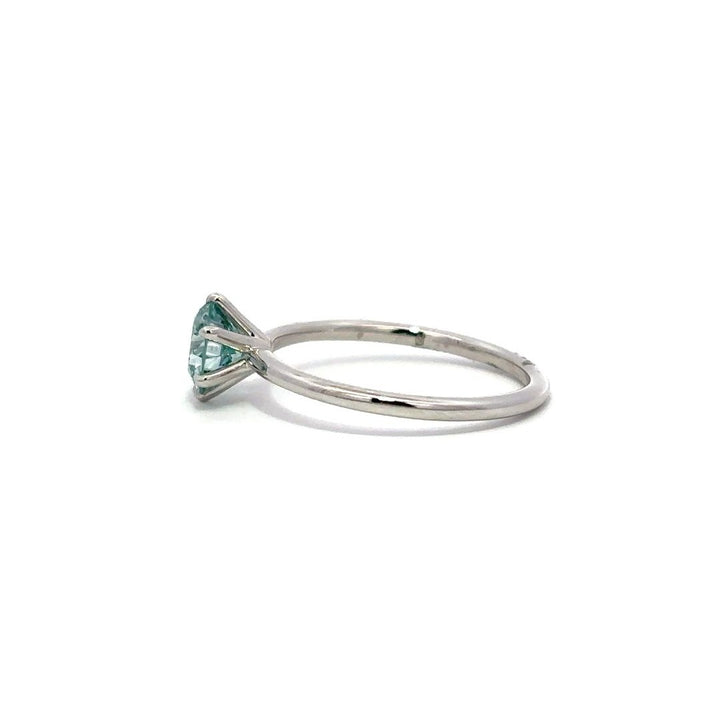 Solitaire Ring (Round) - 14k White Gold Fancy Blue 1.00ct #12156