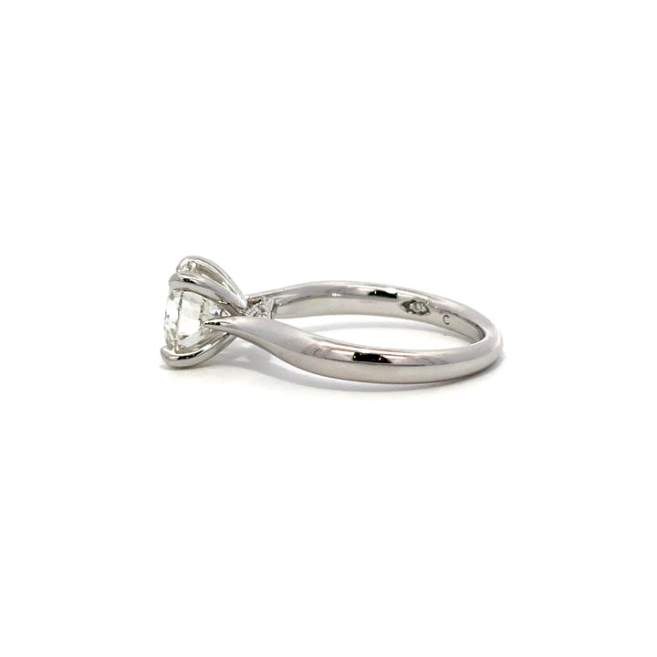 Solitaire Ring (Round) - 14k White Gold with Bridge Diamonds 2.02ct #12116