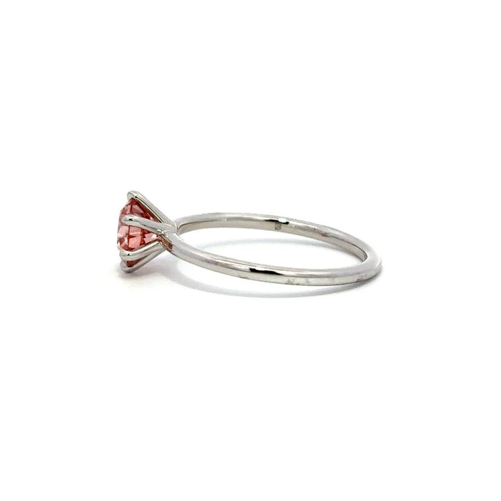 Solitaire Ring (Round) - 14k White Gold Fancy Pink 1.00ct #12155
