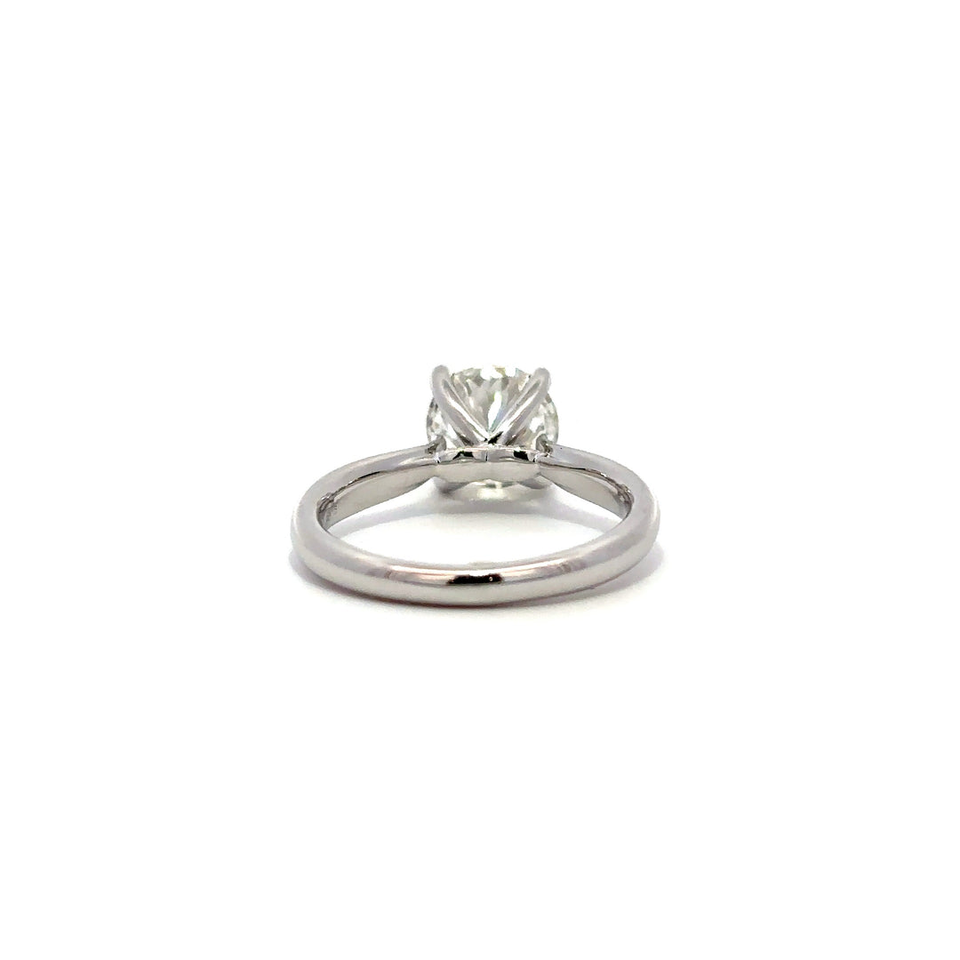 Solitaire Ring (Round) - 14k White Gold with Bridge Diamonds 2.02ct #12116