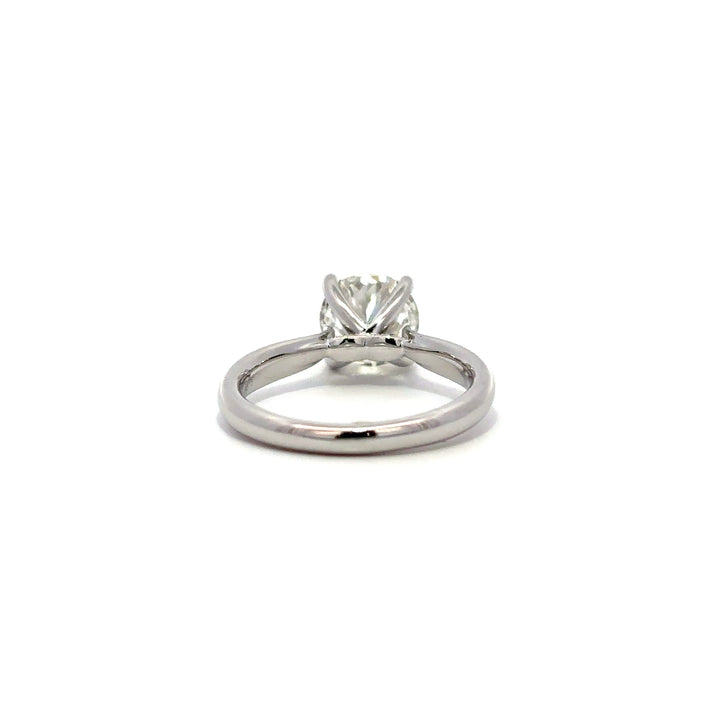 Solitaire Ring (Round) - 14k White Gold with Bridge Diamonds 2.02ct #12116