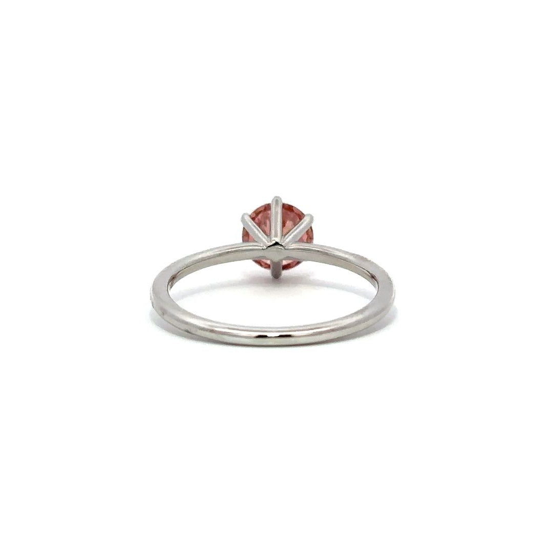 Solitaire Ring (Round) - 14k White Gold Fancy Pink 1.00ct #12155