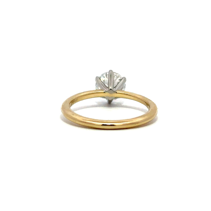 Solitaire Ring (Old European) - 14k Yellow and White Gold 1.10ct #12131