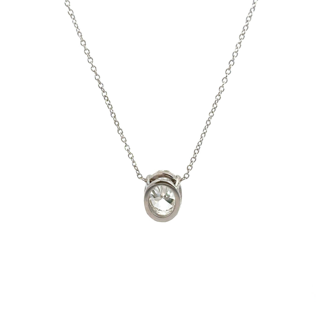 Solitaire Necklace (Oval) - 14k White Gold 1.52ct #12101