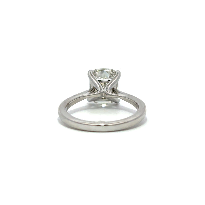 Solitaire Ring (Elongated Cushion) - 14k White Gold 3.05ct #12049