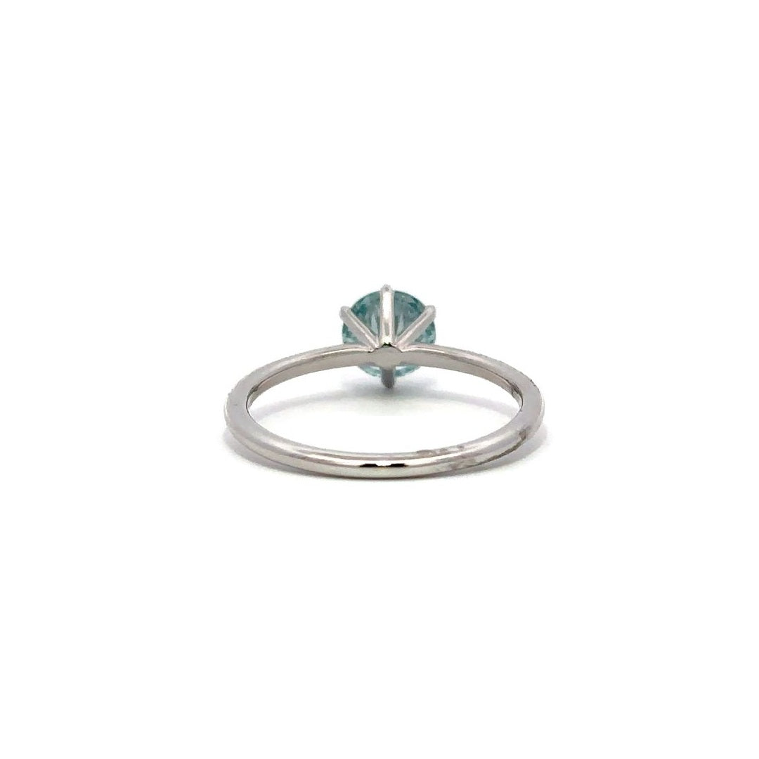 Solitaire Ring (Round) - 14k White Gold Fancy Blue 1.00ct #12156