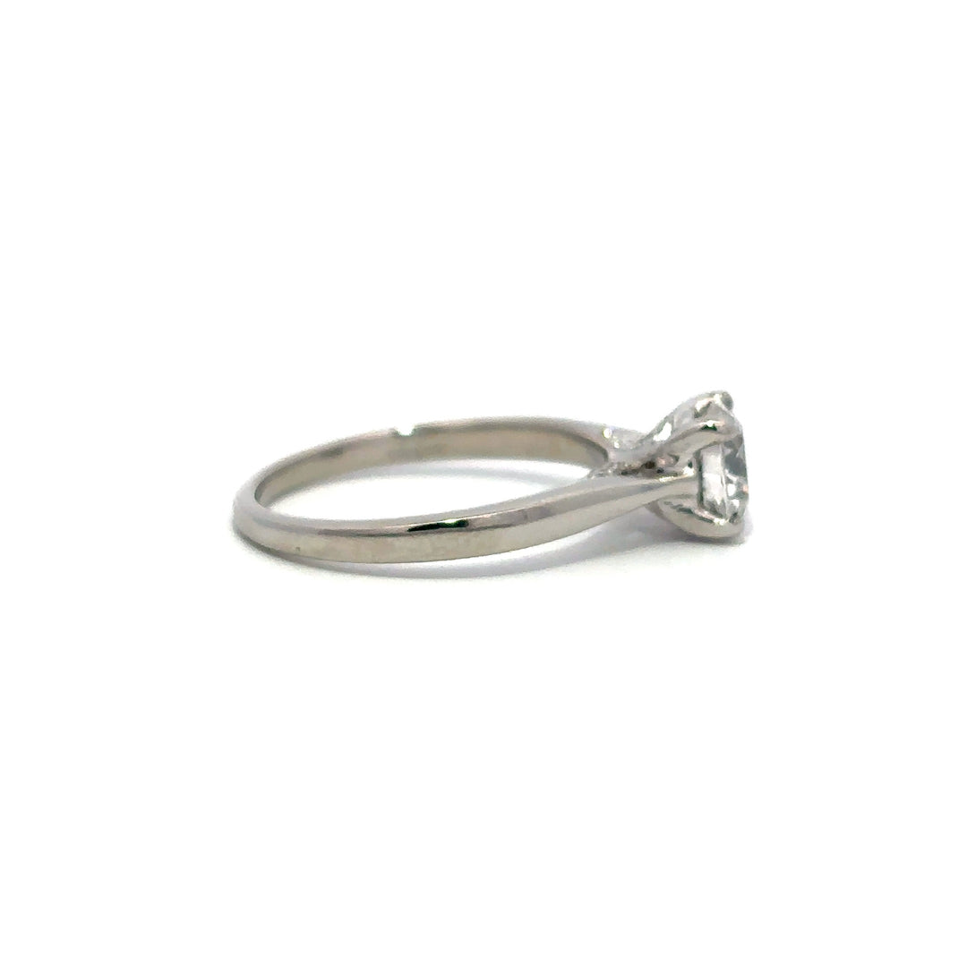 Solitaire Ring (Round) - Platinum with Bridge Diamonds 1.07ct #12120