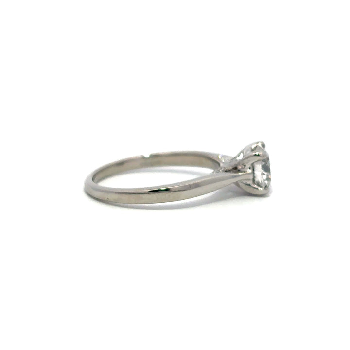 Solitaire Ring (Round) - Platinum with Bridge Diamonds 1.07ct #12120