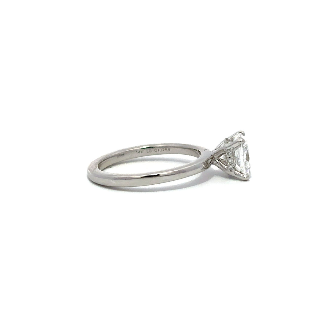 Hidden Halo (Square Cushion) - 14k White Gold 1.55ct #12050