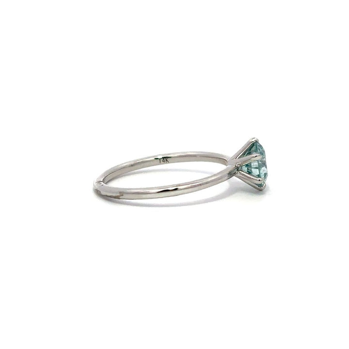 Solitaire Ring (Round) - 14k White Gold Fancy Blue 1.00ct #12156