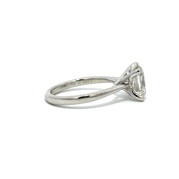 Solitaire Ring (Elongated Cushion) - 14k White Gold 3.05ct #12049