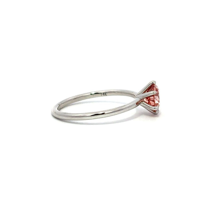 Solitaire Ring (Round) - 14k White Gold Fancy Pink 1.00ct #12155