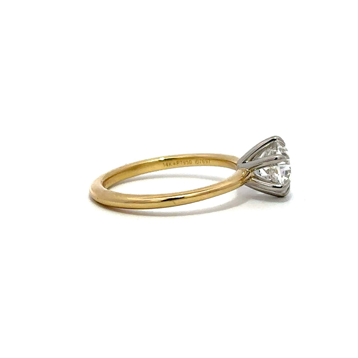 Solitaire Ring (Old European) - 14k Yellow and White Gold 1.10ct #12131