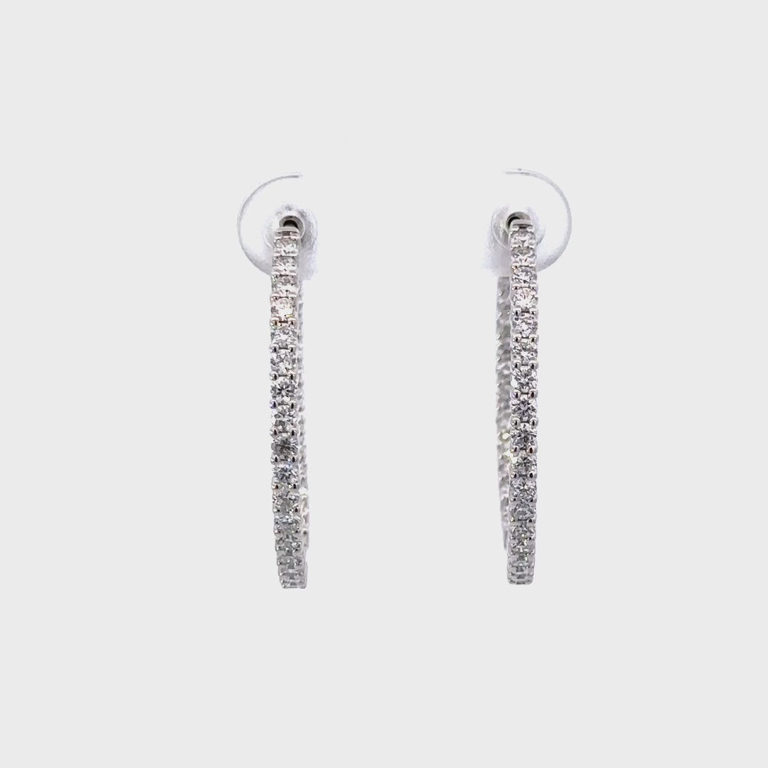 Hoop Earrings (Round) - 10k White Gold 1.50ct #11223
