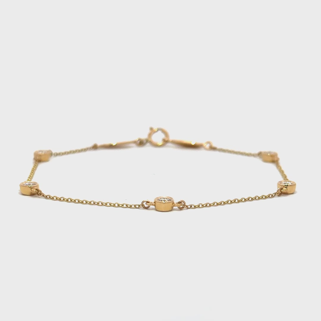 Bezel-Set Station Bracelet - 14k Yellow Gold 0.33ctw #11375