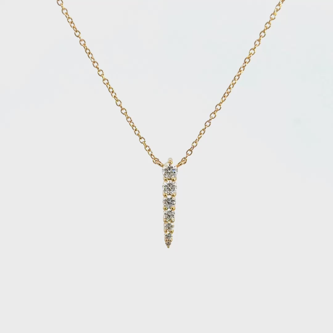 Graduated Diamond Drop Necklace - 14k Yellow Gold 0.17ctw #12003